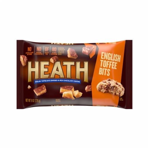 HEATH Milk Chocolate English Toffee Crisp Baking Bits Bag Perspective: back