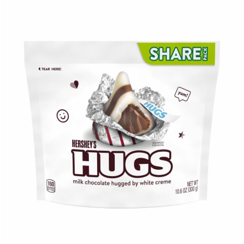 HERSHEY'S HUGS Milk Chocolate and White Creme Candy Share Pack Perspective: back