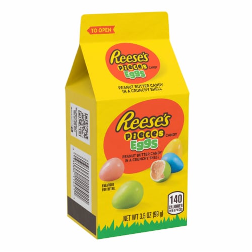REESE'S PIECES Peanut Butter in a Crunchy Shell Eggs Easter Candy Carton Perspective: back
