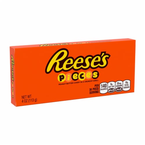 REESE'S PIECES Peanut Butter In a Crunchy Shell Christmas Candy Box Perspective: back