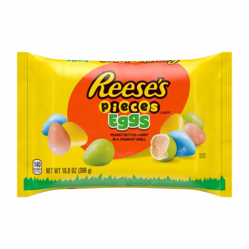 REESE'S PIECES Peanut Butter in a Crunchy Shell Eggs Easter Candy Bag Perspective: back