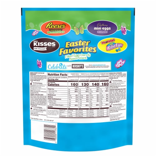 Hershey Chocolate Assortment Treats Easter Candy Filled Plastic Eggs Perspective: back