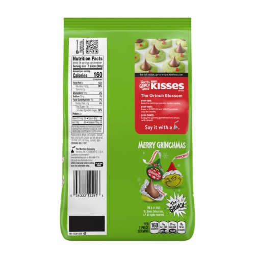 HERSHEY'S KISSES Grinch Milk Chocolate Christmas Candy Bag Perspective: back