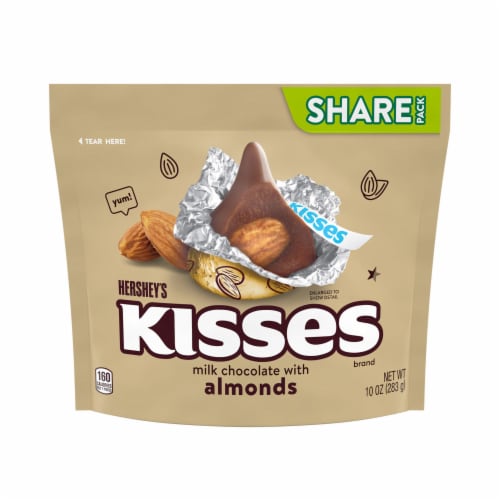 HERSHEY'S KISSES Milk Chocolate with Almonds Candy Share Pack Perspective: back