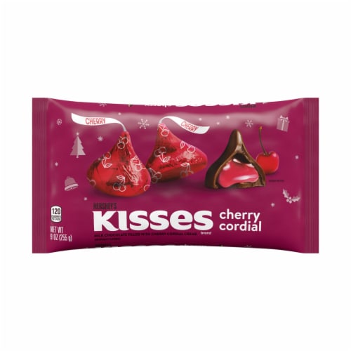 HERSHEY'S KISSES Cherry Cordial Flavored Milk Chocolate Christmas Candy Bag Perspective: back