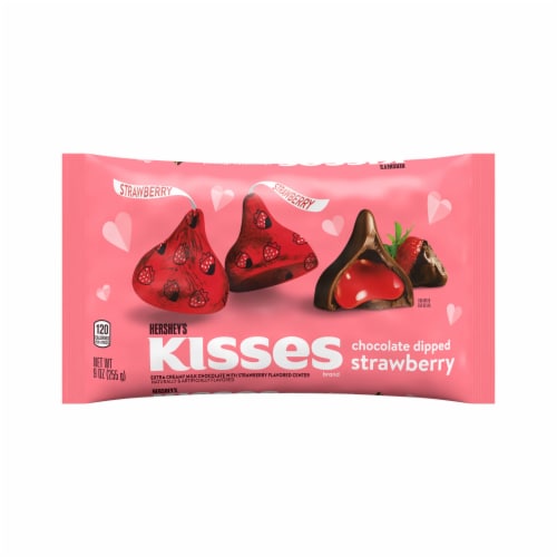 HERSHEY'S KISSES Chocolate Dipped Strawberry Valentine Candy Bag Perspective: back