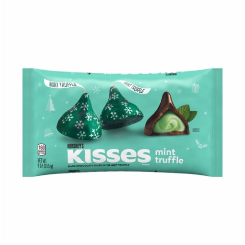 HERSHEY'S KISSES Mint Truffle Dark Chocolate Filled with Mint Truffle Candy Christmas Bag Perspective: back