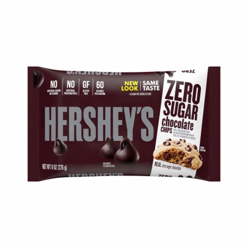 HERSHEY'S Zero Sugar Chocolate Baking Chips Bag Perspective: back