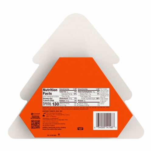 REESE'S Miniatures Milk Chocolate Peanut Butter Cups Christmas Candy Tree Gift Box Perspective: back