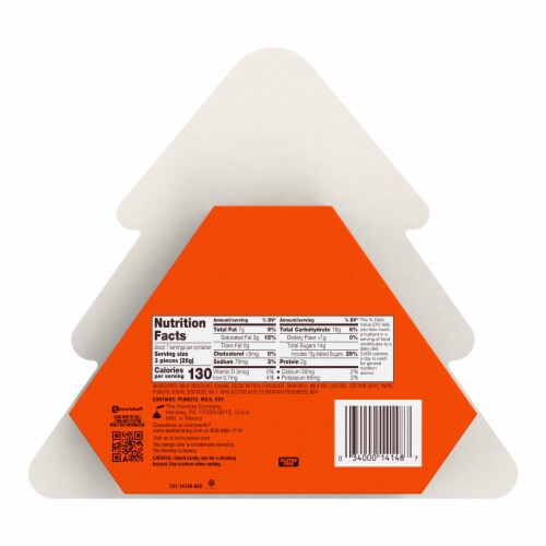 REESE'S Miniatures Milk Chocolate Peanut Butter Cups Christmas Candy Tree Gift Box Perspective: back