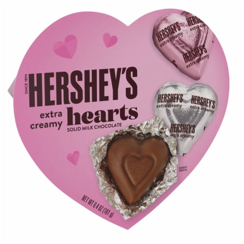HERSHEY'S Extra Creamy Milk Chocolate Hearts Valentine Candy Gift Box Perspective: back