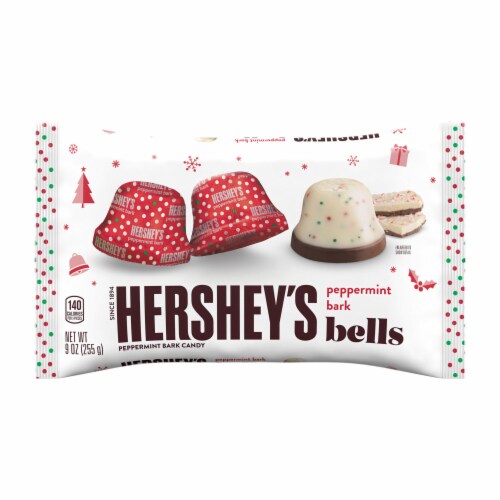 HERSHEY'S Peppermint Bark Bells Christmas Candy Bag Perspective: back