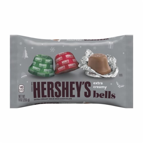HERSHEY'S Milk Chocolate Bells Christmas Candy Bag Perspective: back