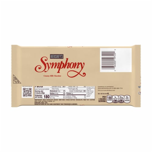Hershey's Symphony Giant Milk Chocolate with Almonds and Toffee Candy Bar Perspective: back