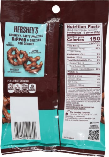 Hershey's Milk and Dark Chocolate Dipped Pretzels Perspective: back