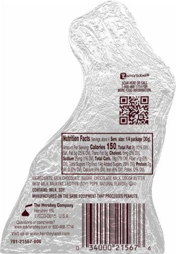 Hershey’s Solid Milk Chocolate Easter Bunny Perspective: back