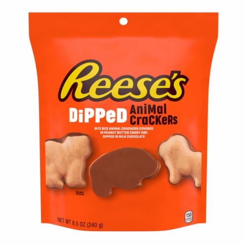 REESE'S Milk Chocolate Peanut Butter Candy Dipped Animal Crackers Bag Perspective: back