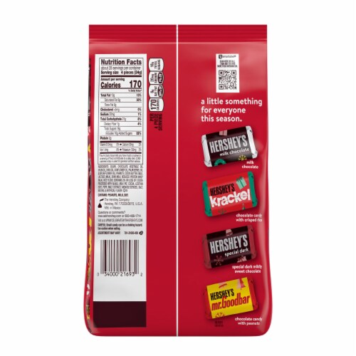 HERSHEY'S Miniatures Assorted Chocolate Christmas Candy Bulk Bag Perspective: back