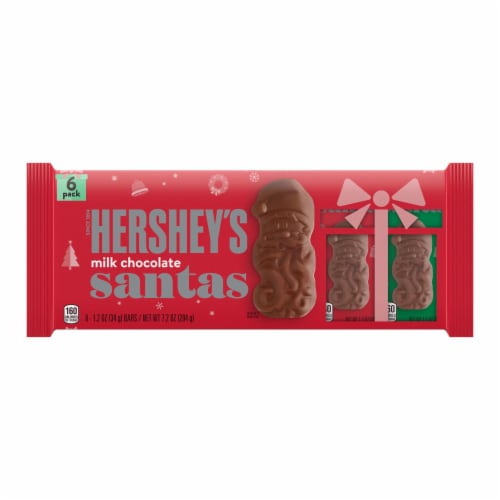 HERSHEY'S Milk Chocolate Santas Christmas Candy Pack Perspective: back