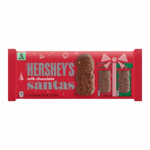 HERSHEY'S Milk Chocolate Santas Christmas Candy Pack Perspective: back
