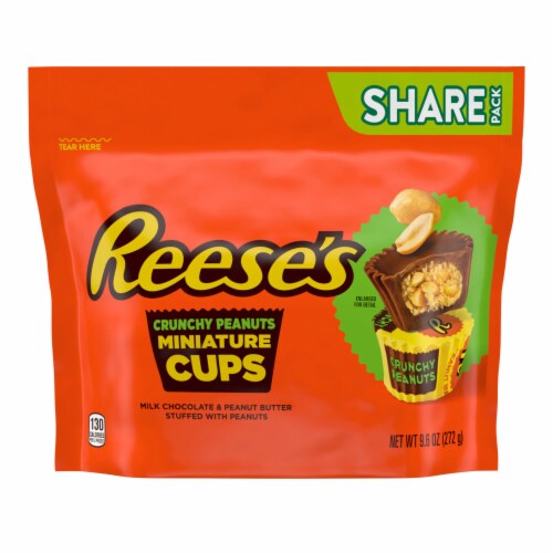 REESE'S Crunchy Peanuts Miniatures Milk Chocolate Peanut Butter Cups Candy Share Pack Perspective: back