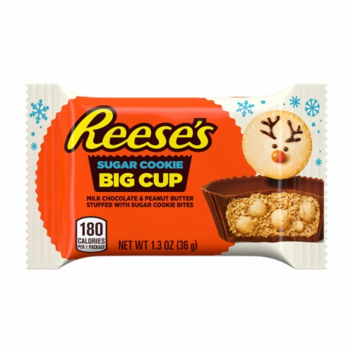 REESE'S Big Cup Sugar Cookie Milk Chocolate Peanut Butter Cups Christmas Candy Pack Perspective: back