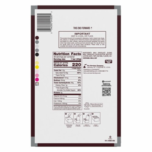HERSHEYS MILK CHOCOLATE STANDARD BAR BOX Perspective: back