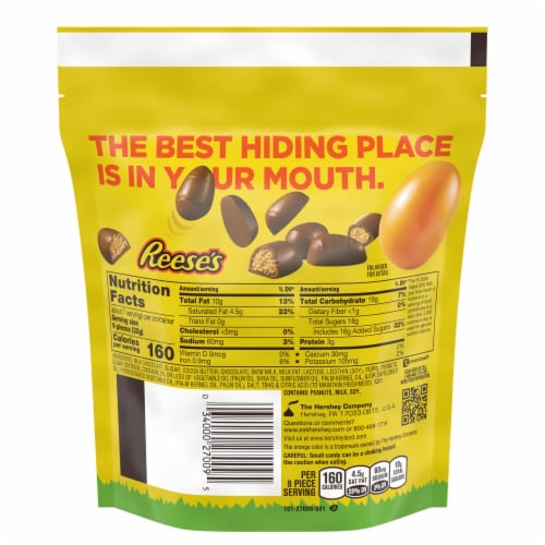 REESE'S Milk Chocolate Peanut Butter Creme Mini Eggs Easter Candy Resealable Bag Perspective: back
