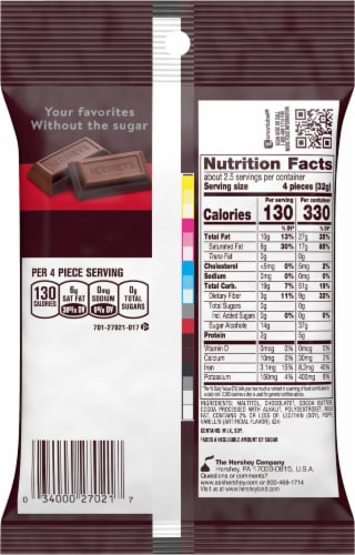 Hershey's Special Dark Mildly Sweet Chocolate Zero Sugar Candy Bars Perspective: back
