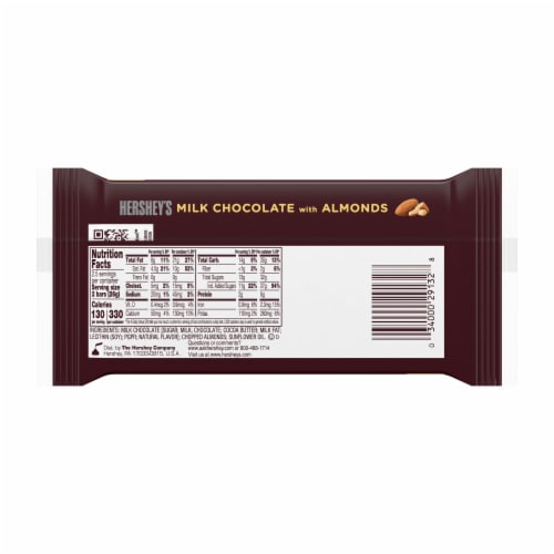 Hershey's Snack Size Milk Chocolate with Almonds Candy Bars Perspective: back