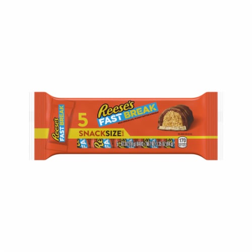 REESE'S FAST BREAK Milk Chocolate Peanut Butter and Nougat Snack Size Candy Bars Perspective: back