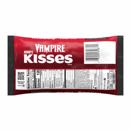 Hershey's Kisses Milk Chocolate Filled with Strawberry Creme Vampire Halloween Candy Perspective: back