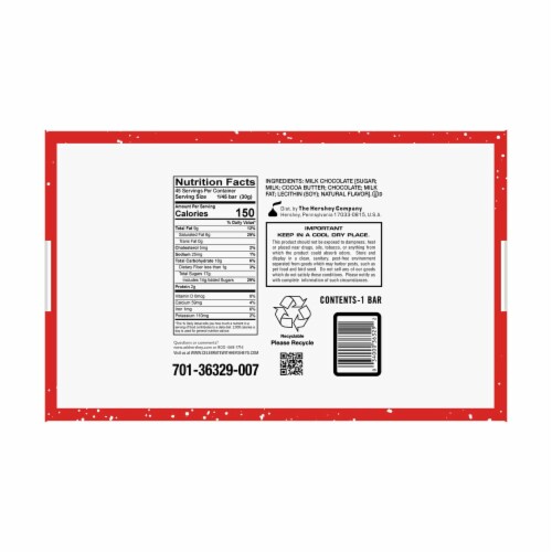 Hershey's Milk Chocolate Candy Bar Perspective: back