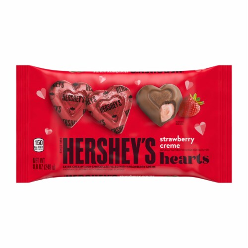 HERSHEY'S Strawberry Creme Flavored Hearts Valentine Candy Bag Perspective: back