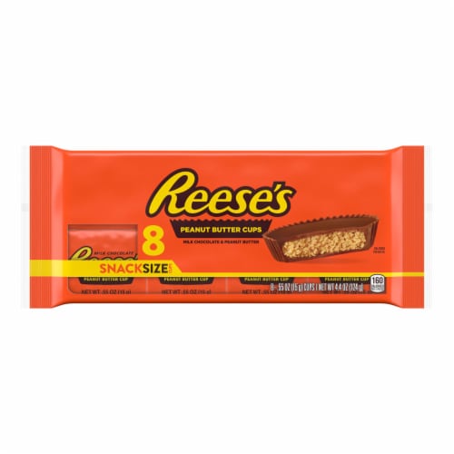 REESE'S Milk Chocolate Peanut Butter Snack Size Cups Candy Packs Perspective: back