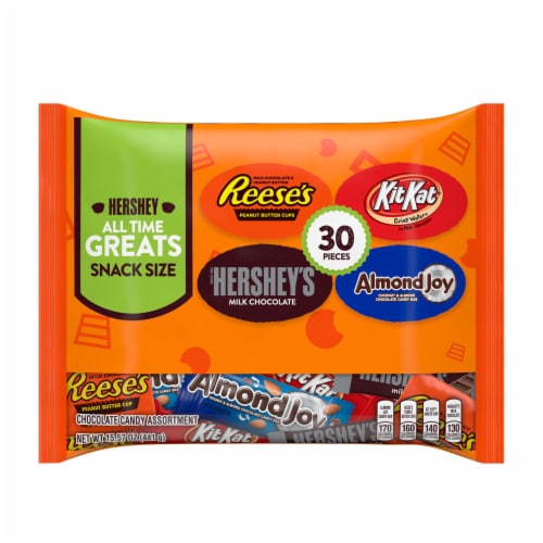 Hershey Assorted Chocolate Snack Size Candy Bag Perspective: back