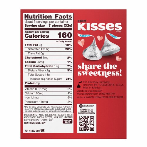 Hershey's Sweet Exchange Milk Chocolate Kisses Candy Valentine Perspective: back