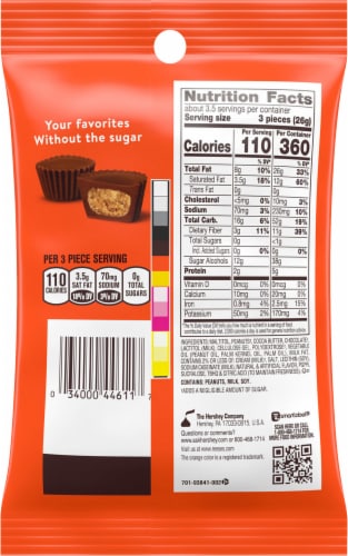 Reese's Sugar Free Peanut Butter Cups Miniatures Chocolate Candy Bag Perspective: back