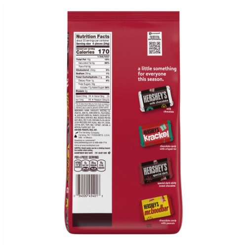 HERSHEY'S Miniatures Assorted Chocolate Christmas Candy Bulk Bag Perspective: back