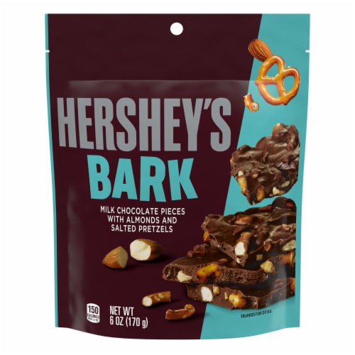 HERSHEY'S Milk Chocolate Candy Almonds and Salted Pretzels Bark Bag Perspective: back