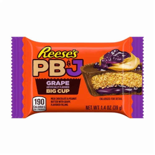 REESE'S Big Cup PB&J Grape Milk Chocolate Peanut Butter Cup Candy Pack Perspective: back
