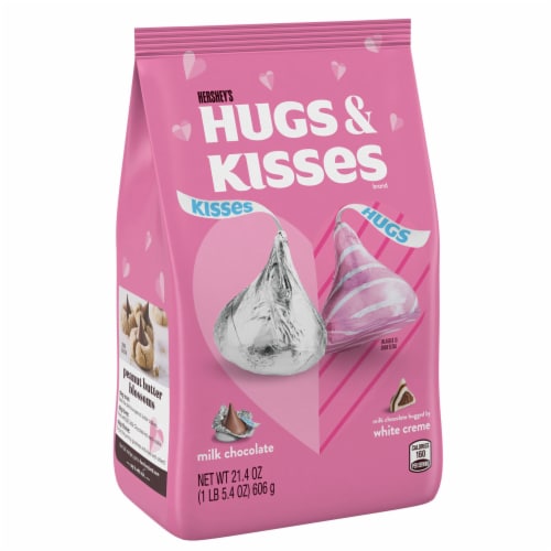 HERSHEY'S HUGS & KISSES Assorted Flavored Valentine Candy Bag Perspective: back