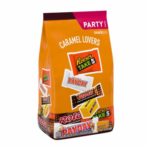 Hershey Assorted Caramel Flavored Snack Size Candy Party Pack Perspective: back