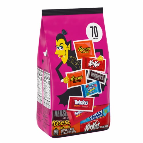 Hershey Assorted Flavored Halloween Candy Bulk Bag Perspective: back