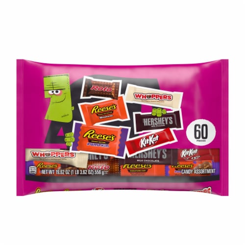 Hershey Assorted Flavored Halloween Candy Bag Perspective: back
