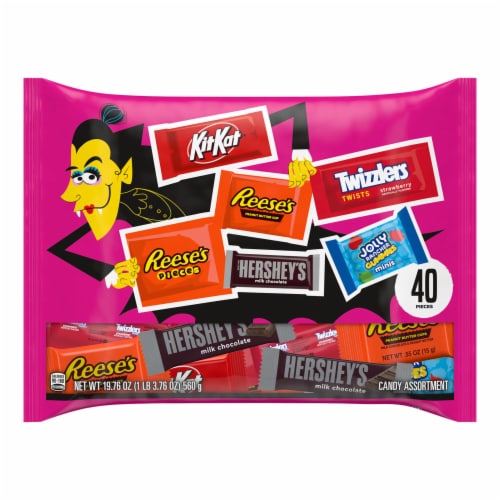 Hershey Assorted Flavored Halloween Candy Bag Perspective: back