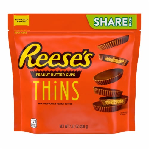 REESE'S THiNS Milk Chocolate and Peanut Butter Share Pack Cups Candy Bag Perspective: back