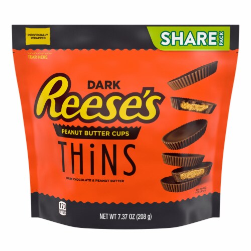 Reese's Dark Chocolate Peanut Butter Cups Thins Share Pack Candy Perspective: back