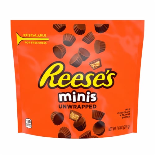 REESE'S Minis Unwrapped Milk Chocolate Peanut Butter Cups Candy Bag Perspective: back