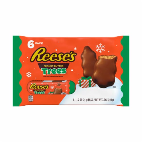 REESE'S Milk Chocolate Peanut Butter Trees Christmas Candy Packs Perspective: back